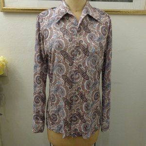 Vintage Men's Paisley Print Long Sleeve Shirt